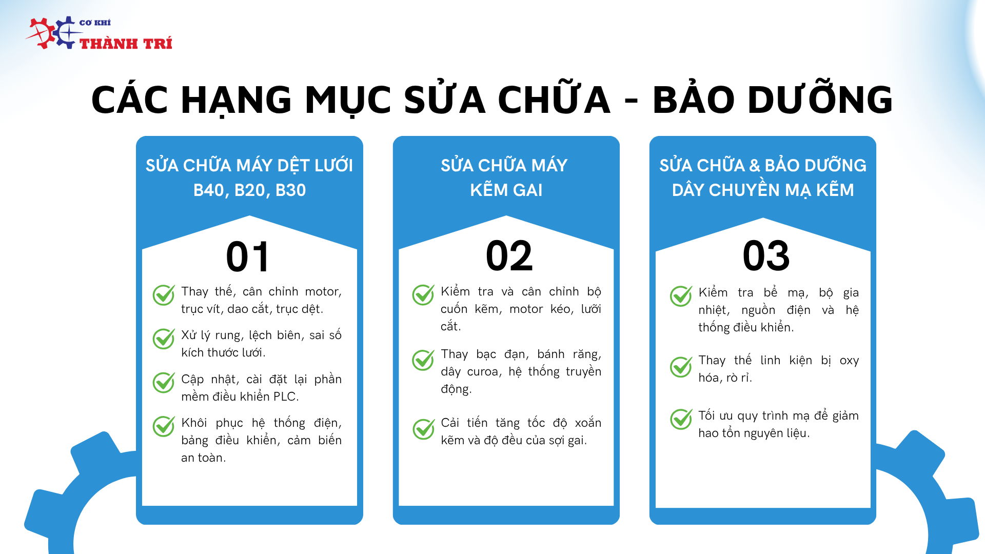 Cac hang muc sua chua bao duong